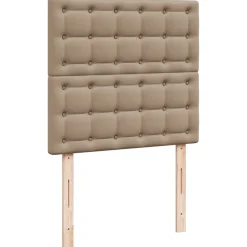 Łóżko Kontynentalne Tapicerowane z Materacem Cappuccino Ekoskóra 90x200