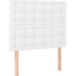 Łóżko Kontynentalne Tapicerowane z Materacem Biała Ekoskóra 80x200 cm