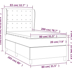 Łóżko Kontynentalne Tapicerowane z Materacem Biała Ekoskóra 80x200 cm