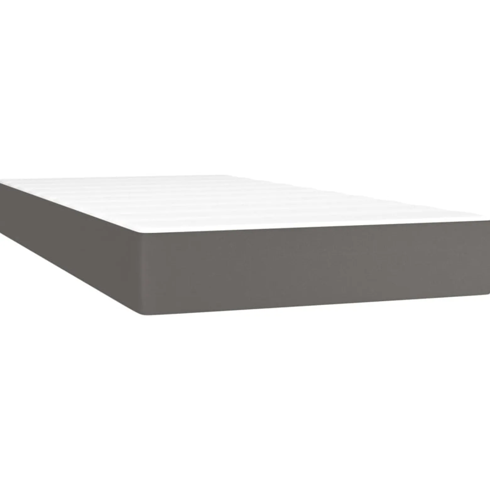 Łóżko kontynentalne z materacem i LED, szara ekoskóra 90x190 cm