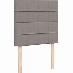 Łóżko kontynentalne z materacem, taupe, tkanina, 90x190 cm