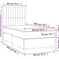 Łóżko kontynentalne z materacem kremowe 80x200 cm tkanina