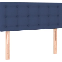 Łóżko kontynentalne z materacem, niebieskie, tkanina 100x200 cm