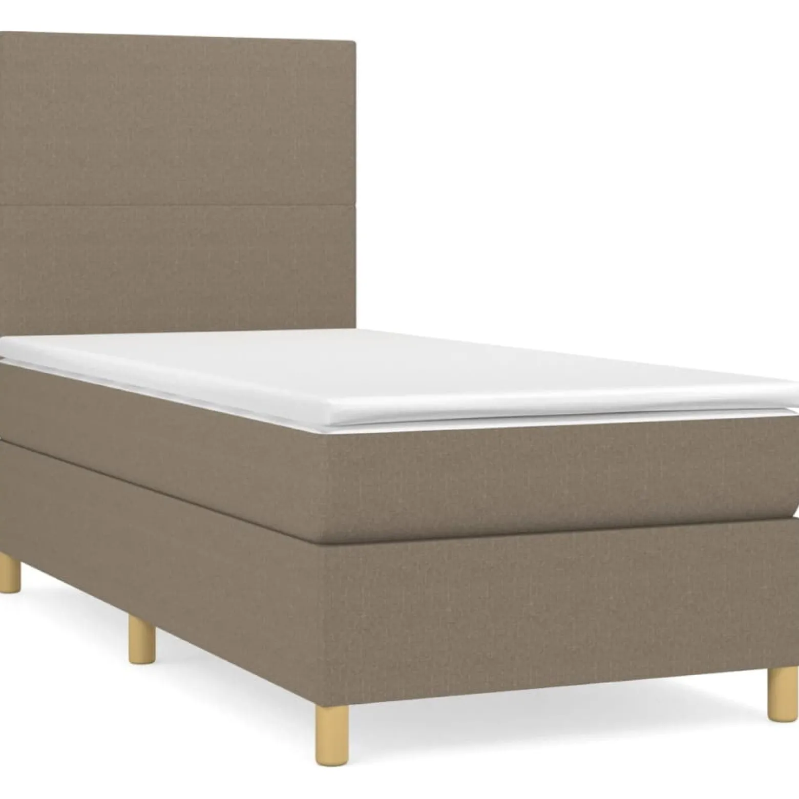 Łóżko kontynentalne z materacem taupe tkanina 90x200 cm