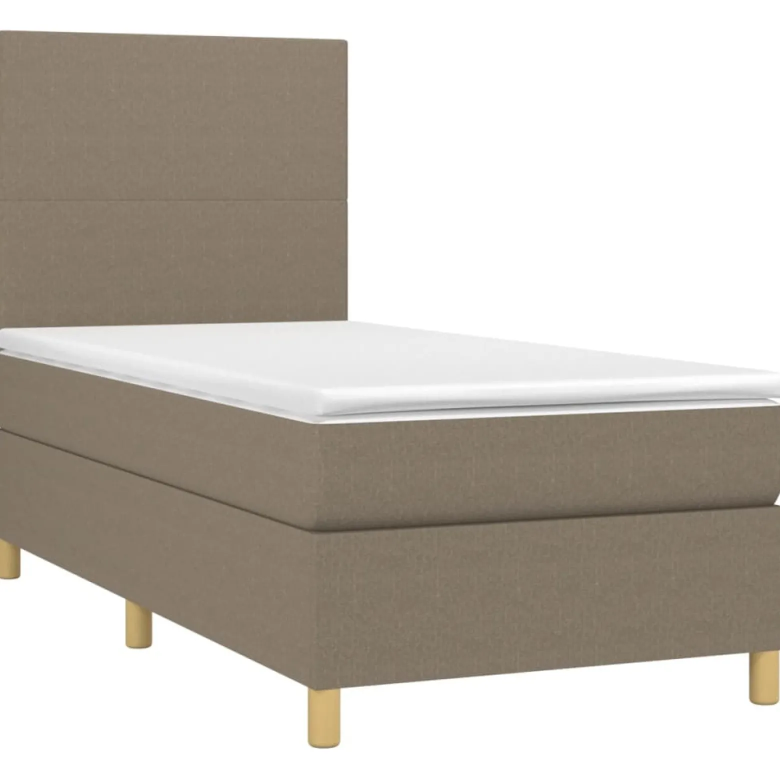 Łóżko kontynentalne z materacem taupe tkanina 90x200 cm