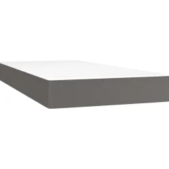 Łóżko kontynentalne z materacem, szare, ekoskóra 80x200 cm
