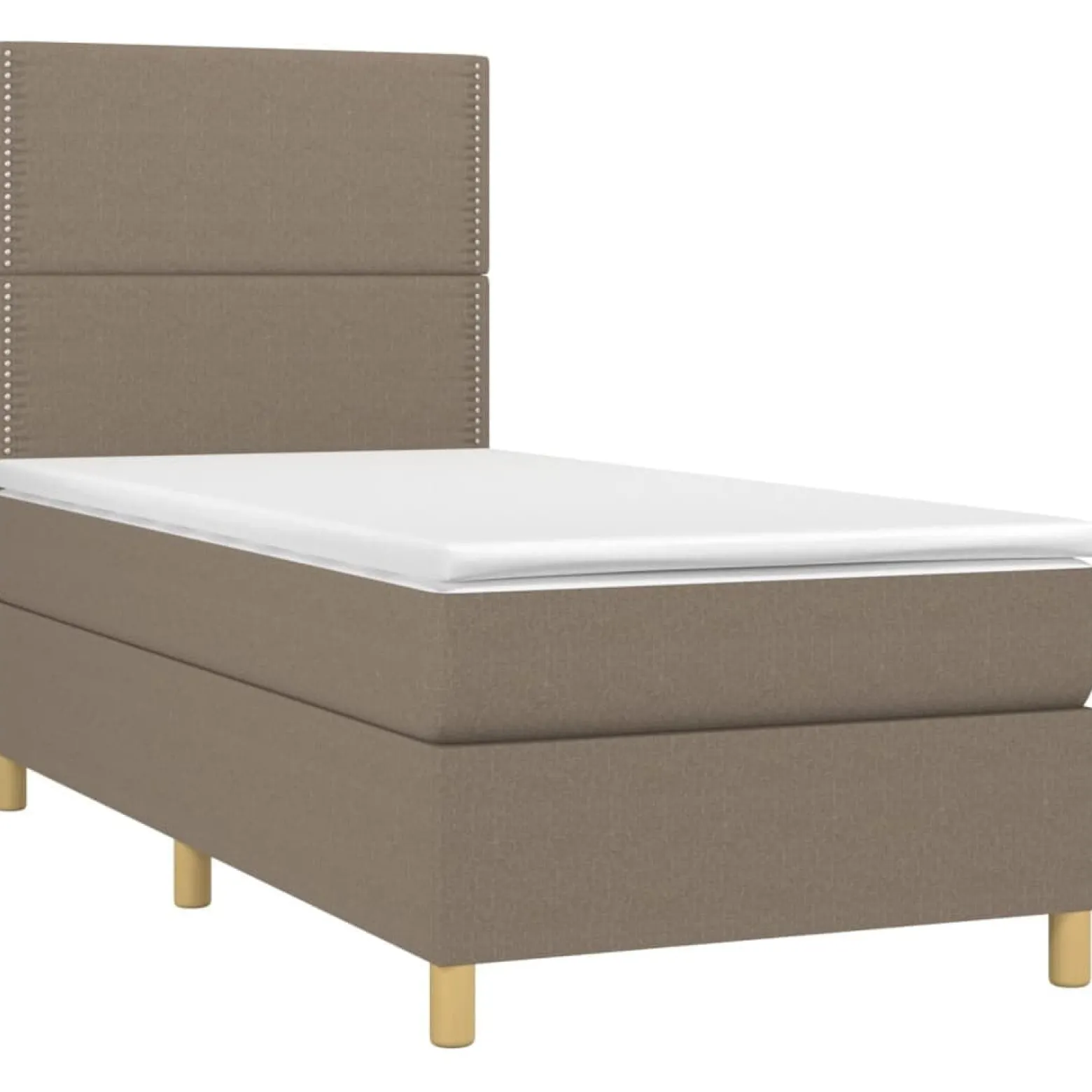 Łóżko kontynentalne z materacem taupe tkanina 90x200 cm