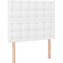 Łóżko Kontynentalne z Materacem Białe Ekoskóra do Sypialni 100x200 cm
