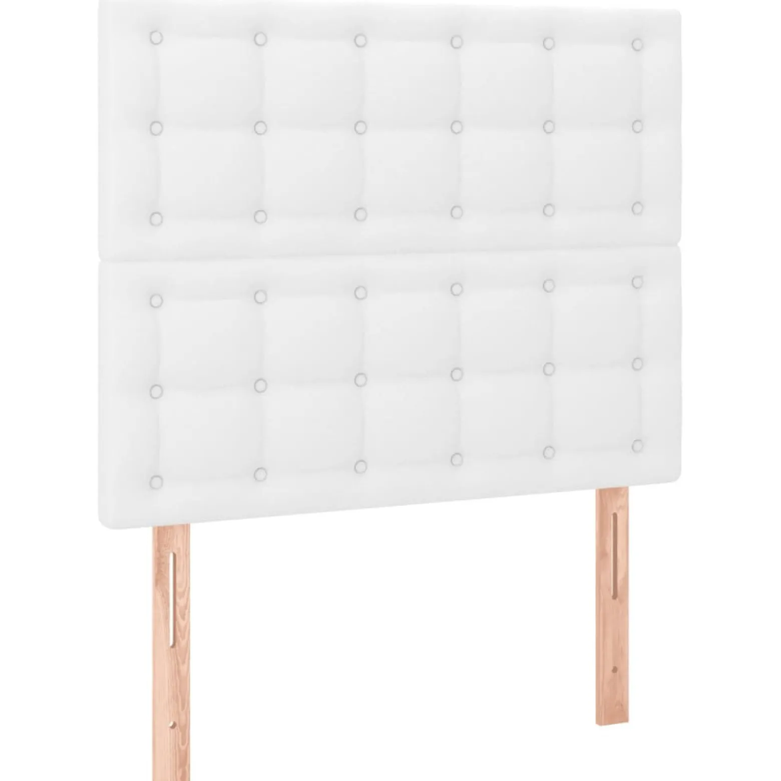 Łóżko Kontynentalne z Materacem Białe Ekoskóra do Sypialni 100x200 cm