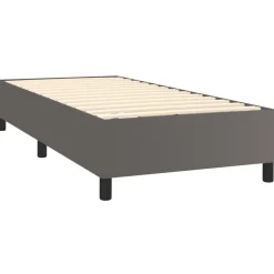 Łóżko kontynentalne z materacem szare ekoskóra 90x200 cm