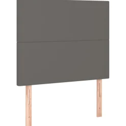 Łóżko kontynentalne z materacem szare ekoskóra 90x200 cm