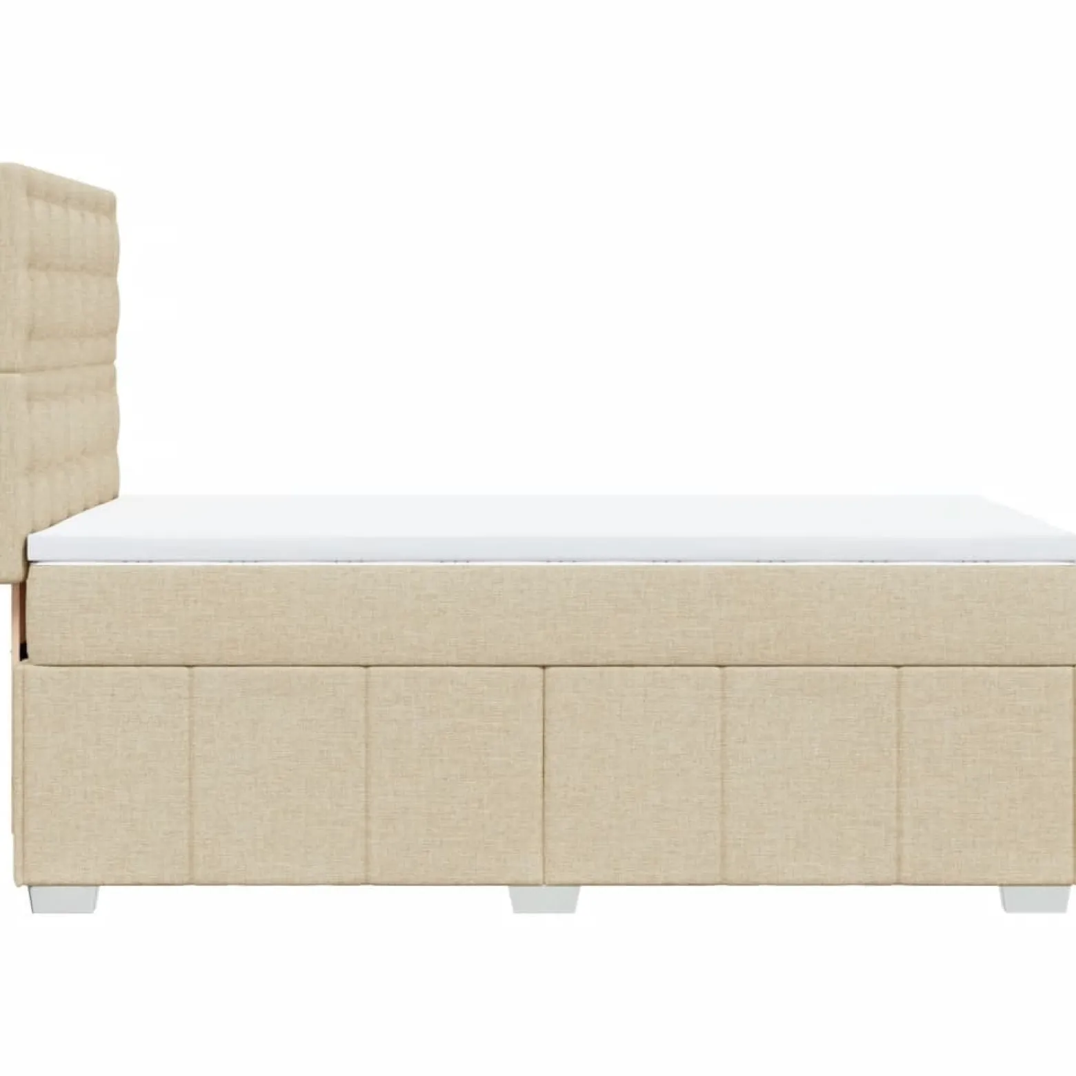 Łóżko Kontynentalne z Materacem Kremowe Do Sypialni Pokoju 100x200 cm