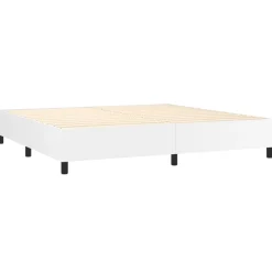 Łóżko Kontynentalne z Materacem Białe Ekoskóra do Sypialni 200x200 cm