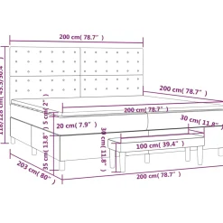 Łóżko Kontynentalne z Materacem Białe Ekoskóra do Sypialni 200x200 cm