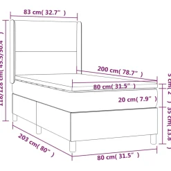 Łóżko kontynentalne z materacem białe ekoskóra 80x200 cm