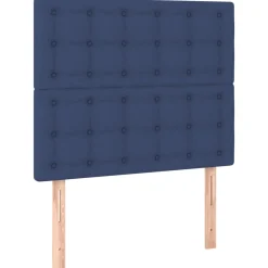Łóżko kontynentalne z materacem niebieskie 90x200 cm tkanina