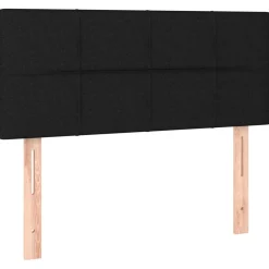 Łóżko kontynentalne z materacem, czarne, tkanina, 80x200 cm