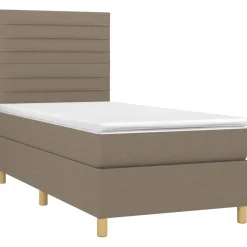 Łóżko kontynentalne z materacem taupe tkanina 80x200 cm