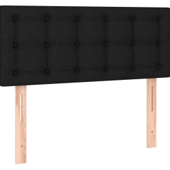 Łóżko kontynentalne z materacem, czarne, tkanina, 80x200 cm