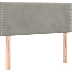 Łóżko kontynentalne z materacem jasnoszare aksamit 80x200 cm
