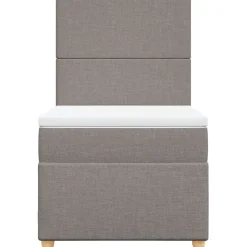 Łóżko kontynentalne z materacem, taupe, tkanina, 100x200 cm