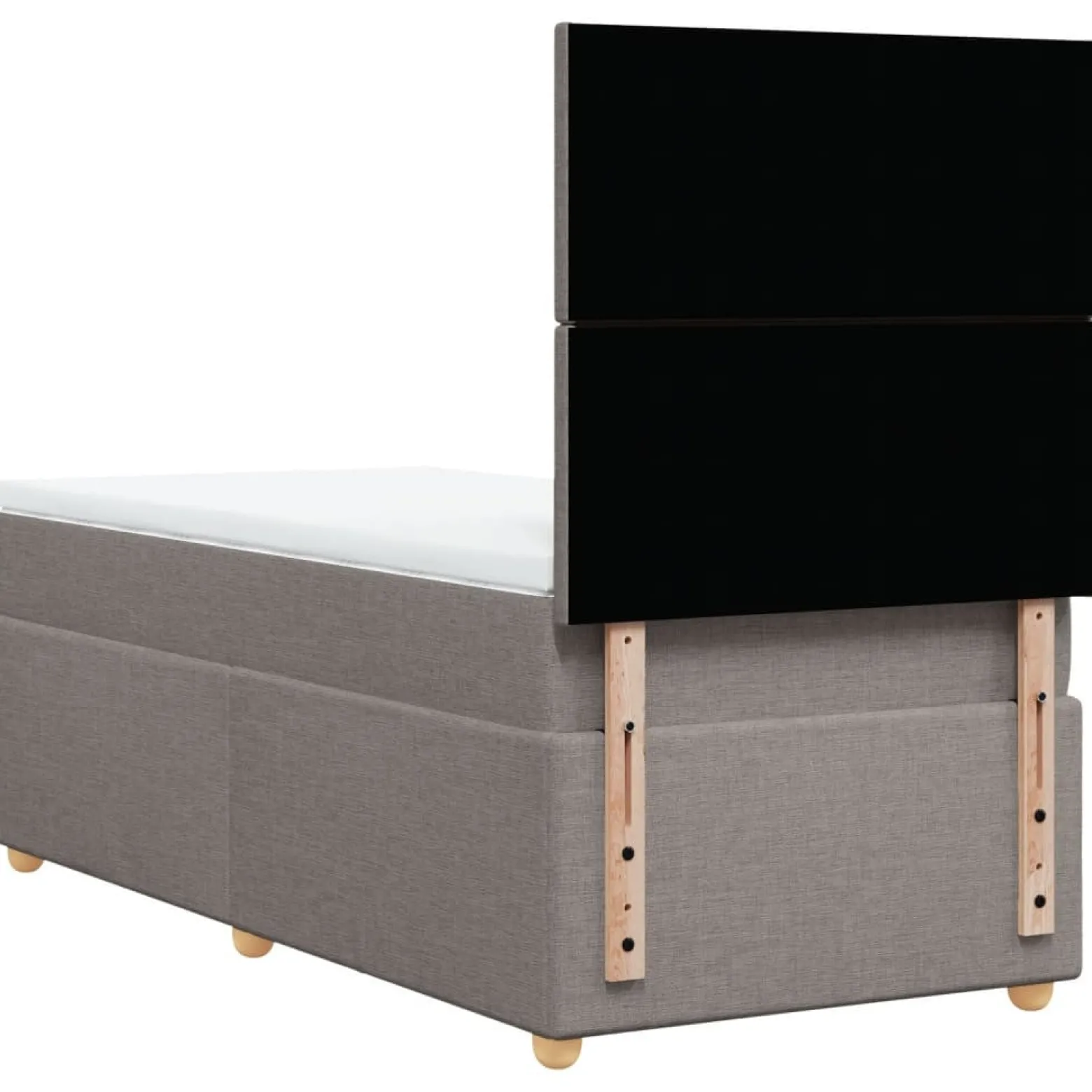 Łóżko kontynentalne z materacem, taupe, tkanina, 100x200 cm
