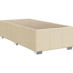 Łóżko kontynentalne z materacem kremowe tkanina 80x200 cm