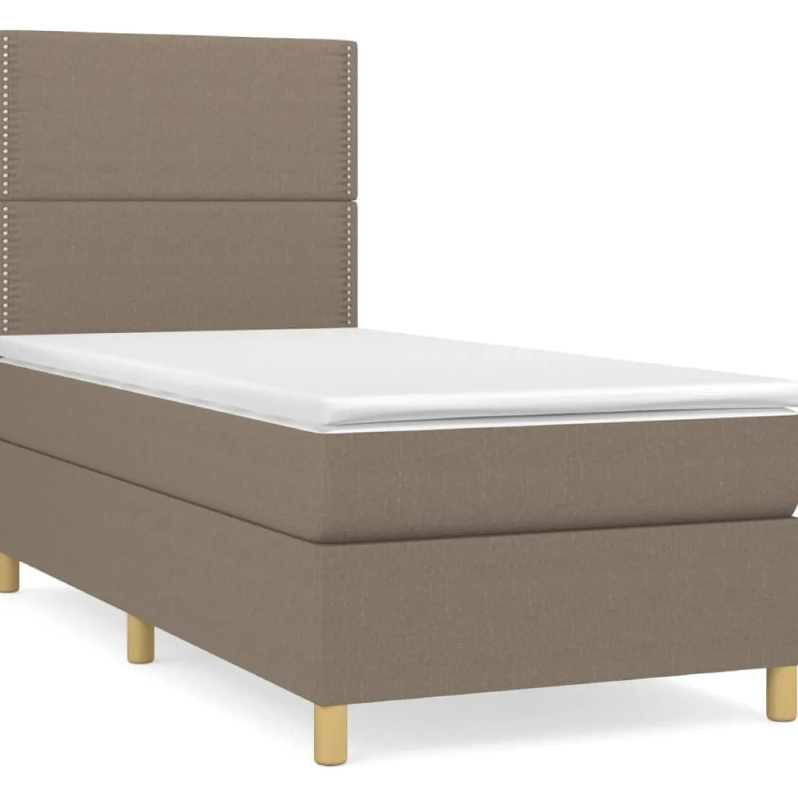 Łóżko kontynentalne z materacem taupe tkanina 90x190 cm