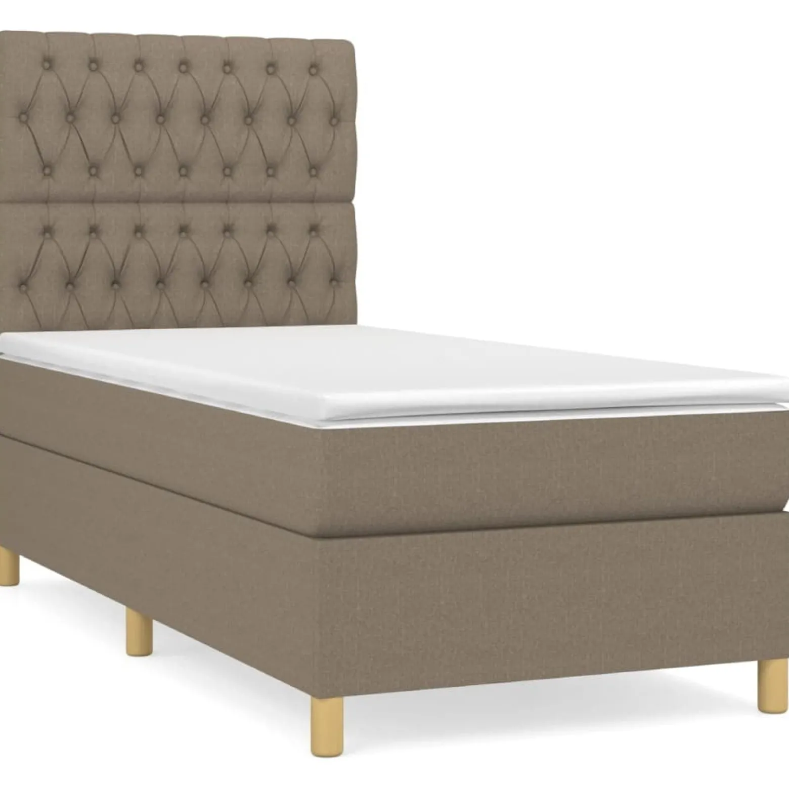 Łóżko kontynentalne z materacem taupe tkanina 100x200 cm