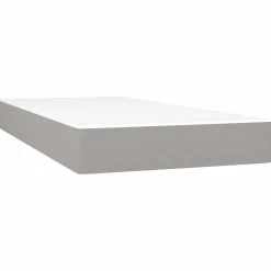 Łóżko kontynentalne z materacem, jasnoszare, tkanina, 90x200 cm