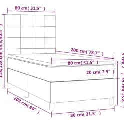 Łóżko kontynentalne z materacem LED zielony aksamit 80x200