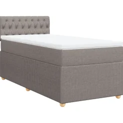Łóżko kontynentalne z materacem taupe tkanina 80x200 cm