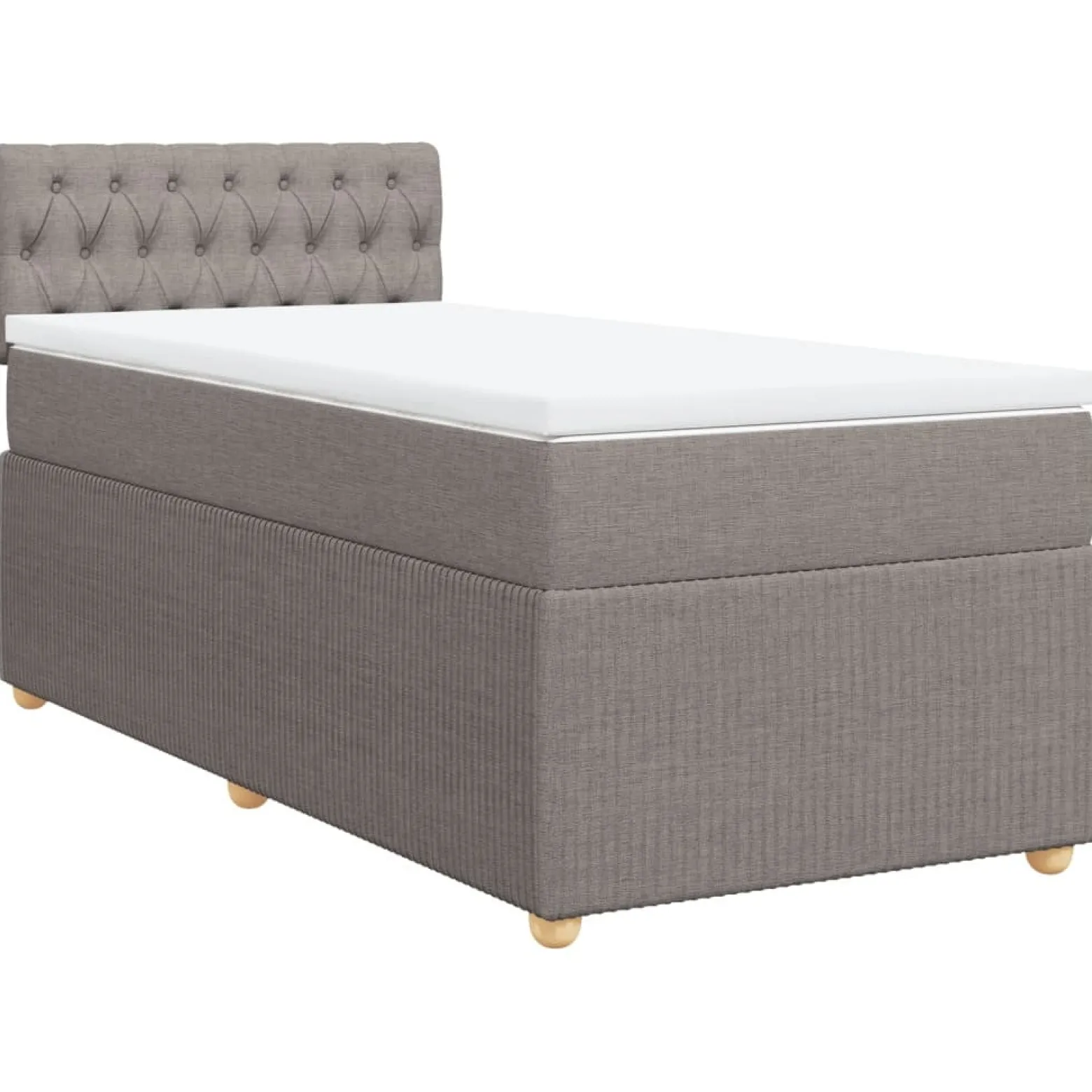 Łóżko kontynentalne z materacem taupe tkanina 80x200 cm
