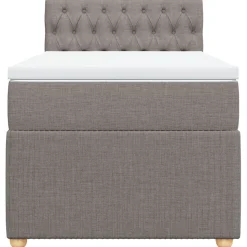 Łóżko kontynentalne z materacem taupe tkanina 80x200 cm