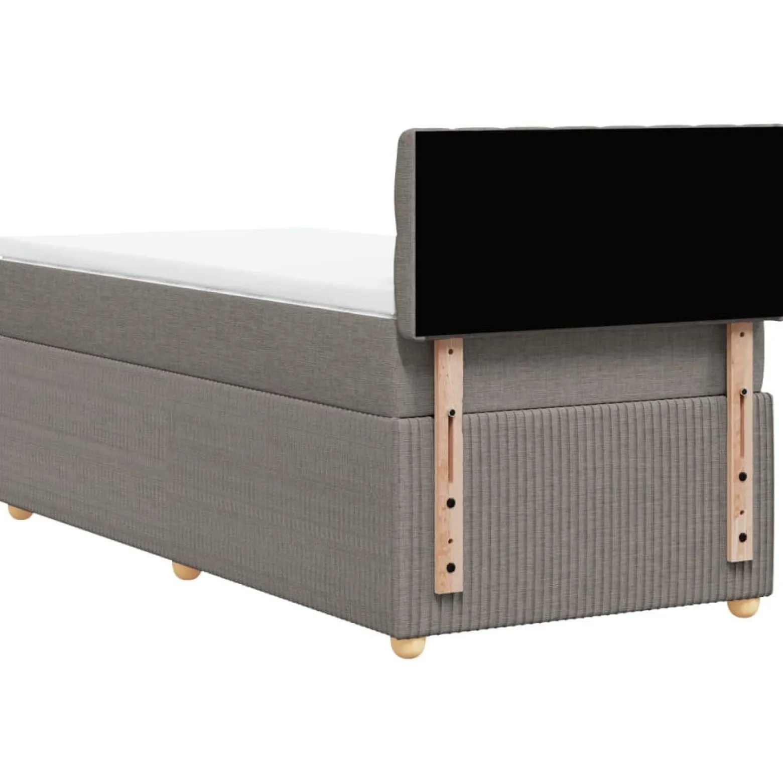 Łóżko kontynentalne z materacem taupe tkanina 80x200 cm