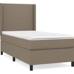 Łóżko kontynentalne z materacem, taupe, tkanina, 80x200 cm