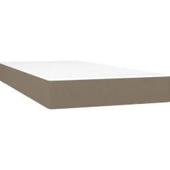 Łóżko kontynentalne z materacem, taupe, tkanina, 80x200 cm