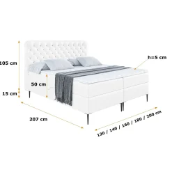Łóżko kontynentalne z pojemnikiem, materacem i nóżkami BOXI8-FC 120x200 cm