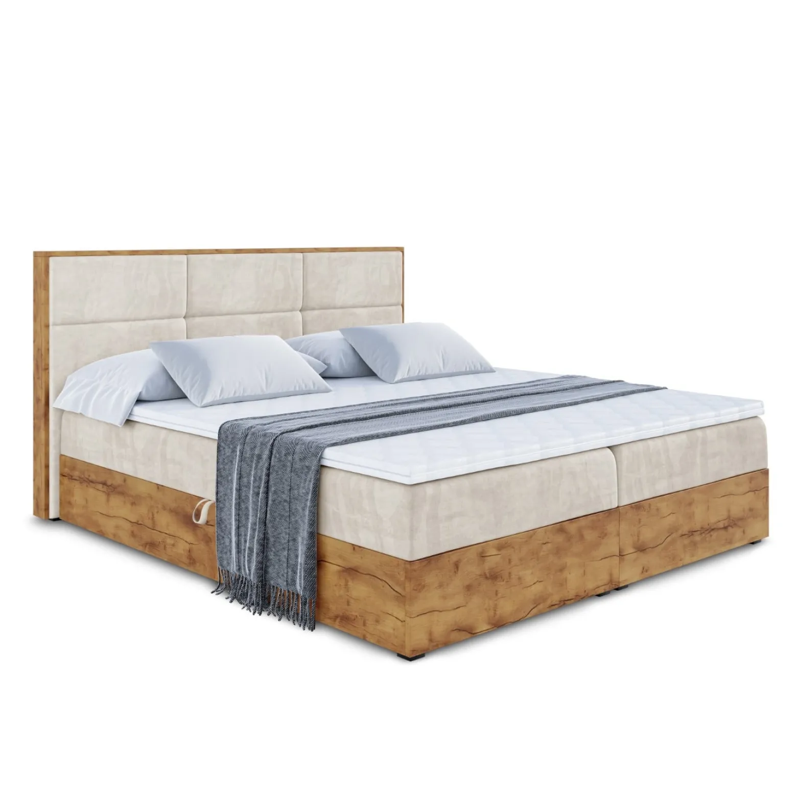 Łóżko kontynentalne z pojemnikiem i materacem H3 LOLLI1 - 120x200cm