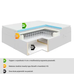 Łóżko kontynentalne z pojemnikiem i materacem H3 LOLLI9-Z 120x200