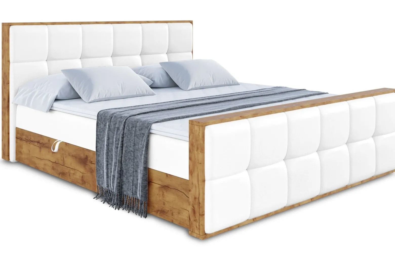 Łóżko kontynentalne z pojemnikiem i materacem H3 - LOLLI7-Z - 120x200 cm