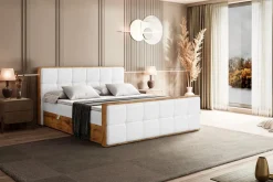 Łóżko kontynentalne z pojemnikiem i materacem H3 - LOLLI7-Z - 120x200 cm