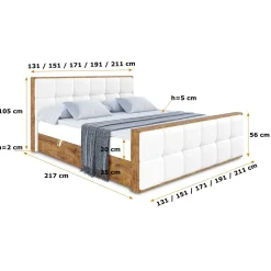 Łóżko kontynentalne z pojemnikiem i materacem H3 - LOLLI7-Z - 120x200 cm