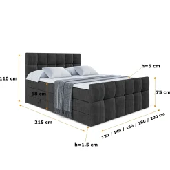Łóżko kontynentalne z pojemnikiem RICAR-Z KING - 120x200