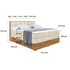 Łóżko kontynentalne z pojemnikiem i materacem H3|H4 LOLLI2 KING 120x200 cm