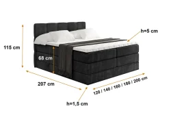 Łóżko kontynentalne z pojemnikiem i materacem H3|H4 LIRO KING 120x200 cm