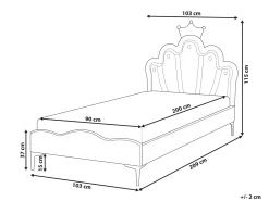 Łóżko LED welurowe 90 x 200 cm białe RUBIAN
