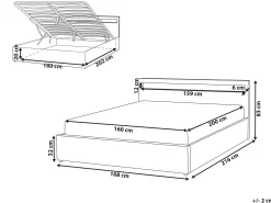 Łóżko LED z pojemnikiem ARMELLE 160 x 200 cm Beżowy