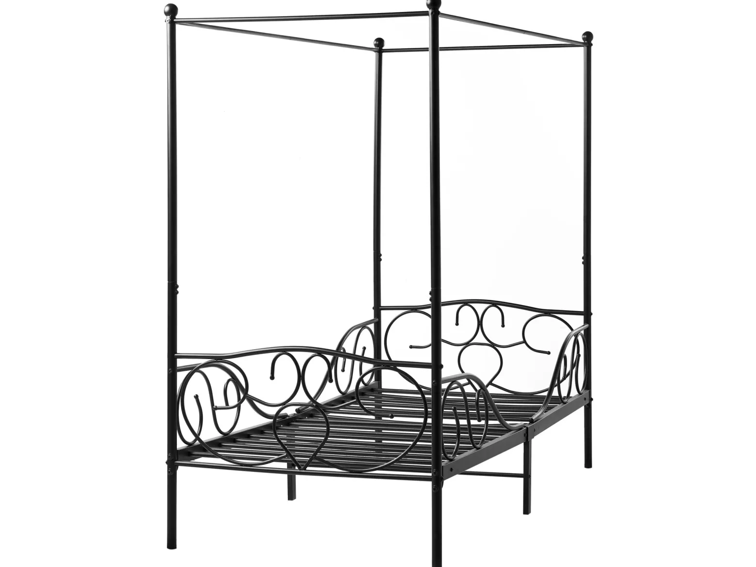Łóżko metalowe 90 x 200 cm z baldachimem czarne