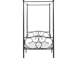 Łóżko metalowe 90 x 200 cm z baldachimem czarne